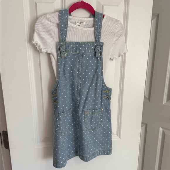 Max Studio Light Blue Polka Dot Kids Overalls - Picture 1 of 3